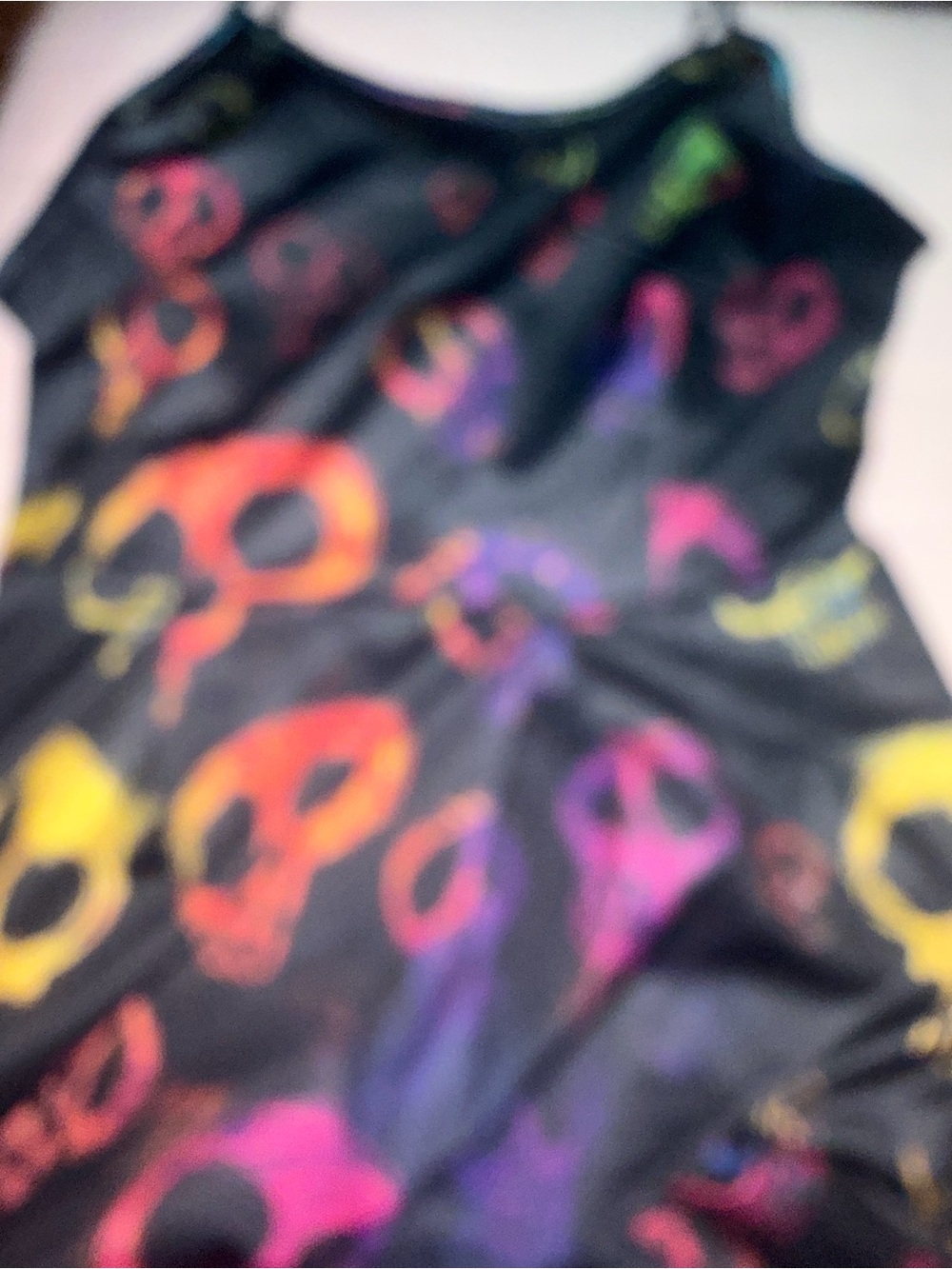 SHEIN Black Midi Dress with Neon Skull Print